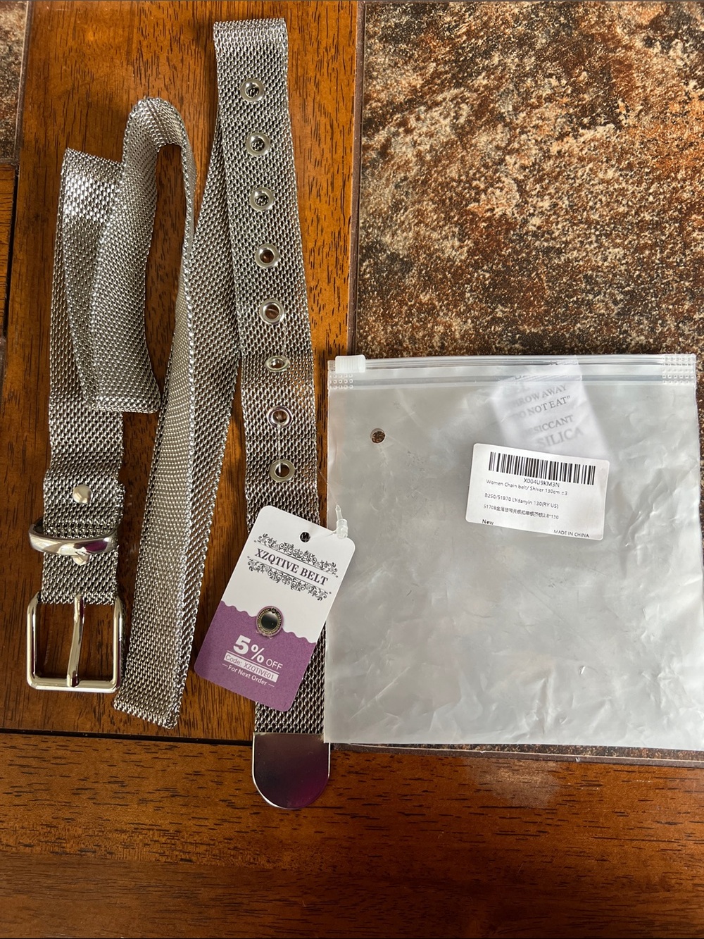Silver Mesh “Chain”  Women's Belt - XXQTIVE BELT 130cm NWT And Bag.